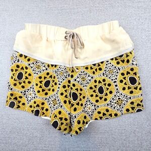 Sea New York Yellow Silk Shorts Women's 4 Boho Hippie Festival Beachy Artsy